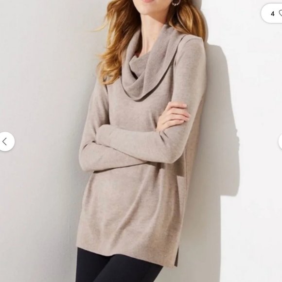 LOFT Beige Cowl Neck Sweater - Picture 1 of 10